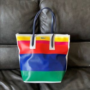 Rainbow Lacoste tote purse
